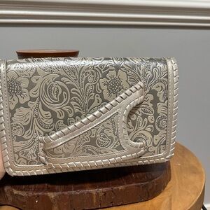 Elegant Silver Embossed Clutch